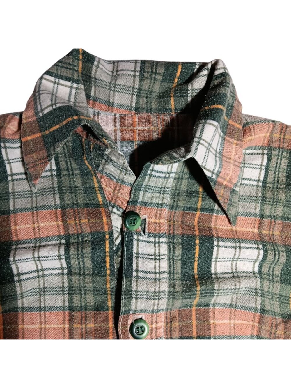 BOYS Flannel Shirt 8 SMALL Vintage 1970's ALL COTTON HANDMADE THIN SKATER SHIRT